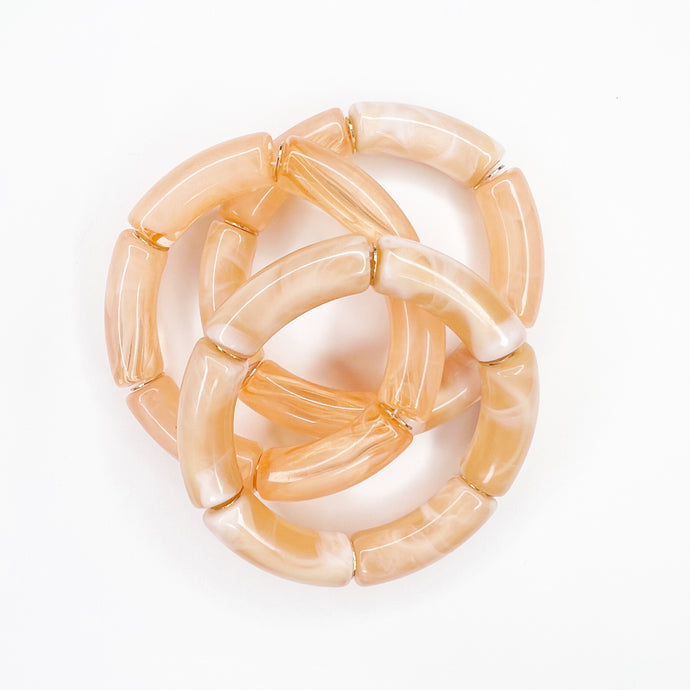 FINAL SALE - Peach Acrylic Tube Bracelet Set