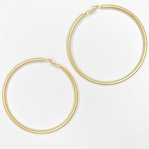 FINAL SALE - Large Matte Gold Hoop Earrings
